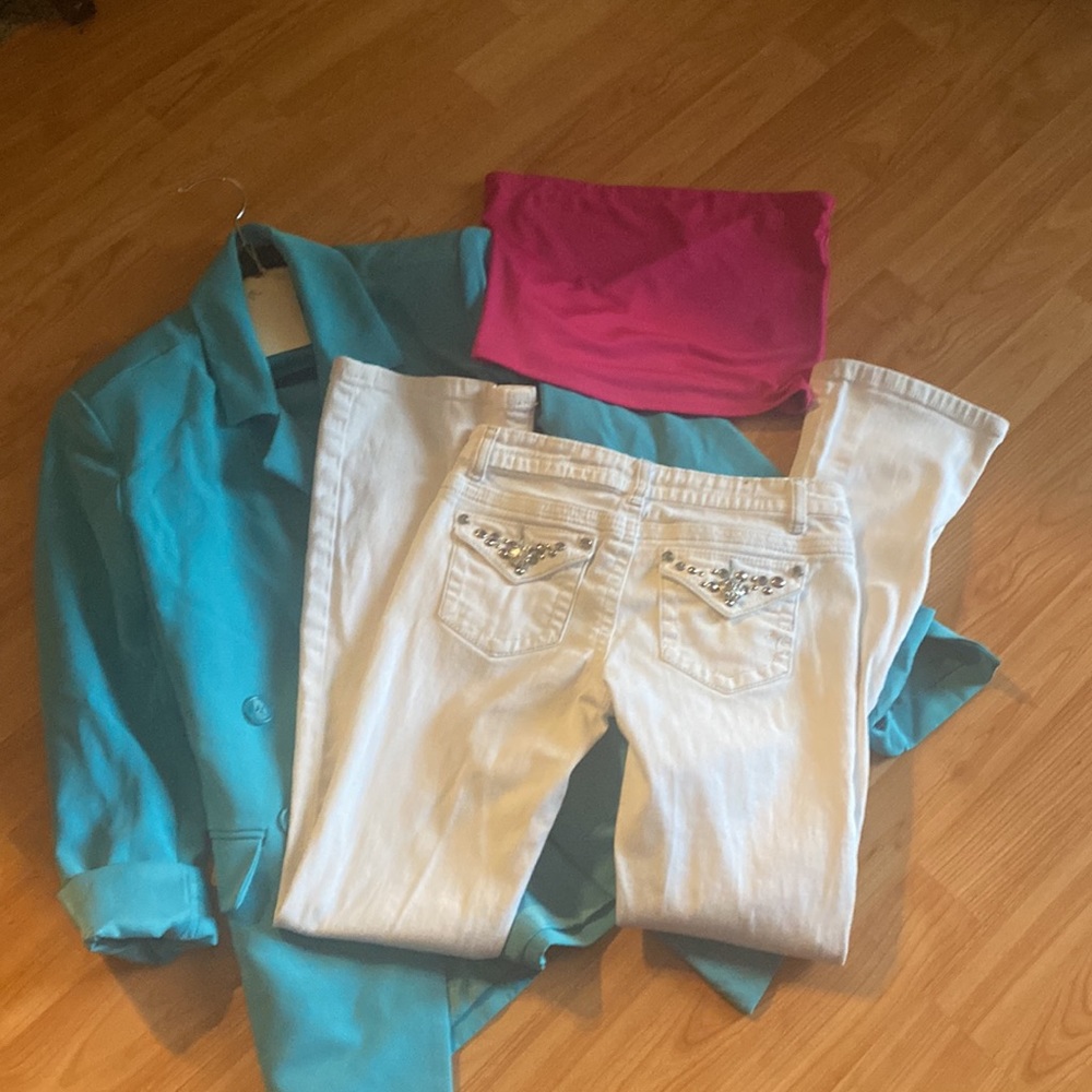 White studded jeans
